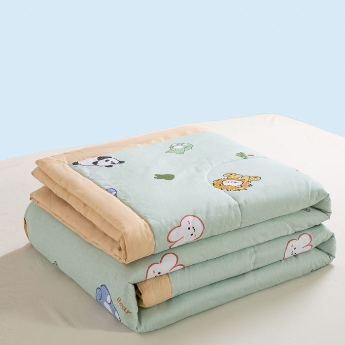 91家纺网 家纺一手货源 找家纺 憨豆家纺 2025新款双面全棉夏被可机洗小清新纯棉夏被薄被芯空调被子夏凉被 可爱乐园