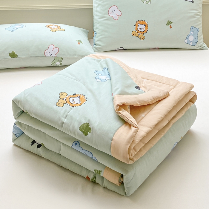 憨豆家纺 2025新款双面全棉夏被可机洗小清新纯棉夏被薄被芯空调被子夏凉被 可爱乐园