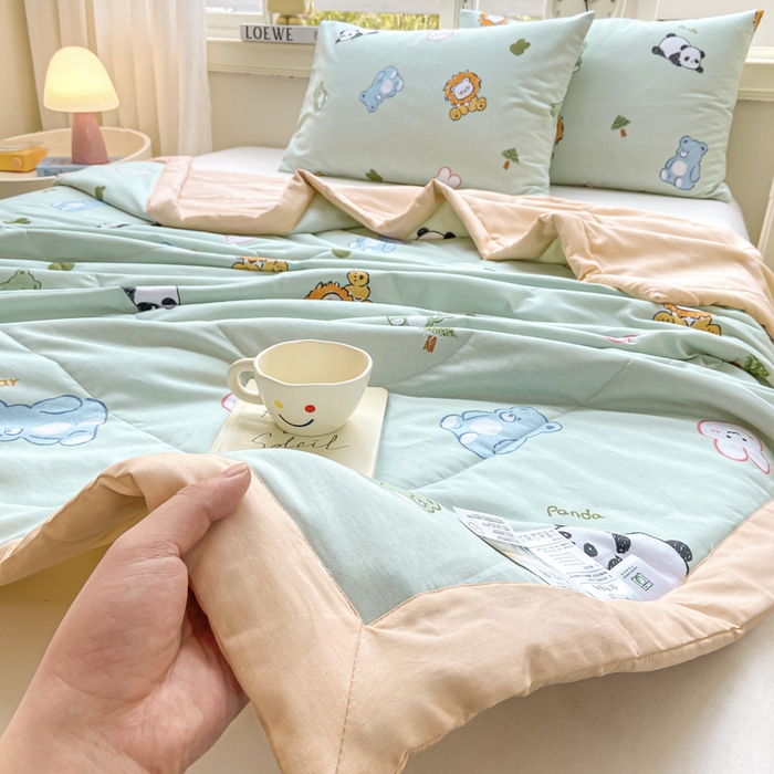 91家纺网 家纺一手货源 找家纺 憨豆家纺 2025新款双面全棉夏被可机洗小清新纯棉夏被薄被芯空调被子夏凉被 可爱乐园