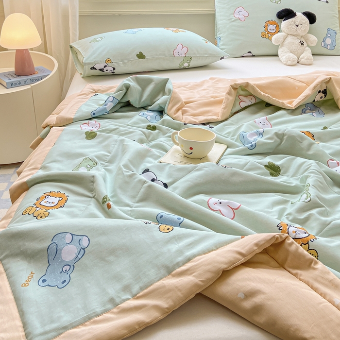 91家纺网 家纺一手货源 找家纺 憨豆家纺 2025新款双面全棉夏被可机洗小清新纯棉夏被薄被芯空调被子夏凉被 可爱乐园