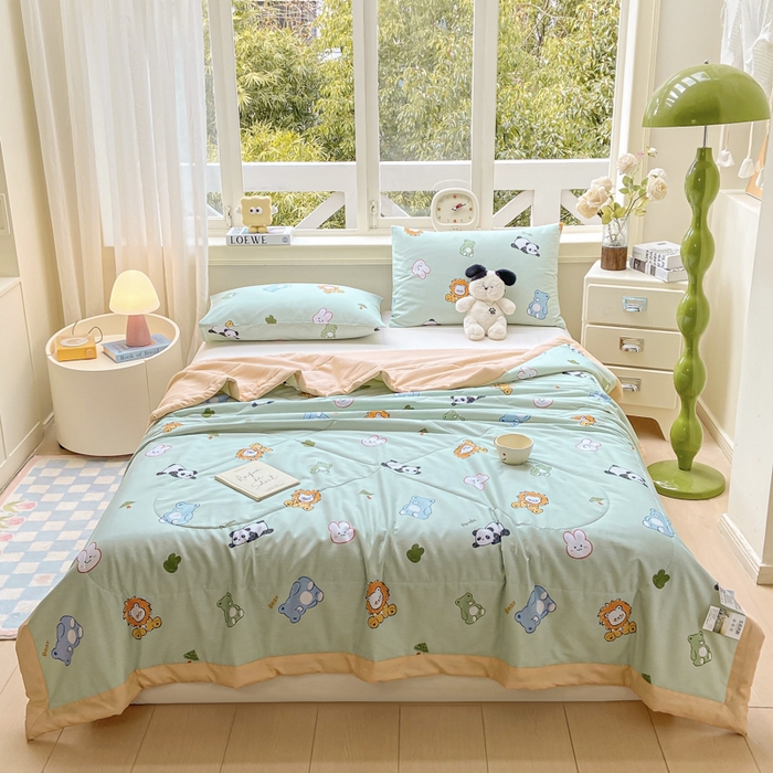 91家纺网 家纺一手货源 找家纺 憨豆家纺 2025新款双面全棉夏被可机洗小清新纯棉夏被薄被芯空调被子夏凉被 可爱乐园