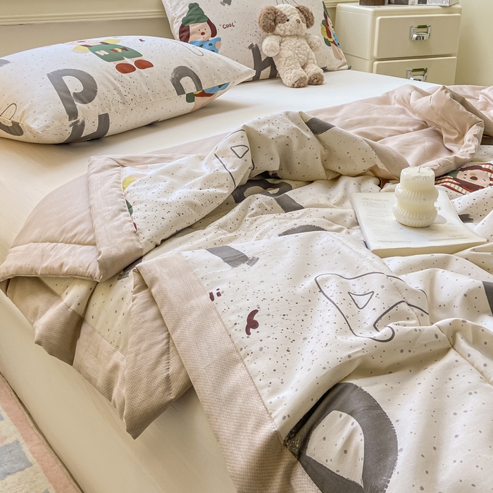 91家纺网 家纺一手货源 找家纺 憨豆家纺 2025新款双面全棉夏被可机洗小清新纯棉夏被薄被芯空调被子夏凉被 蒙奇奇-米