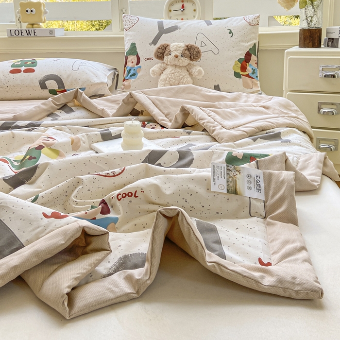 91家纺网 家纺一手货源 找家纺 憨豆家纺 2025新款双面全棉夏被可机洗小清新纯棉夏被薄被芯空调被子夏凉被 蒙奇奇-米