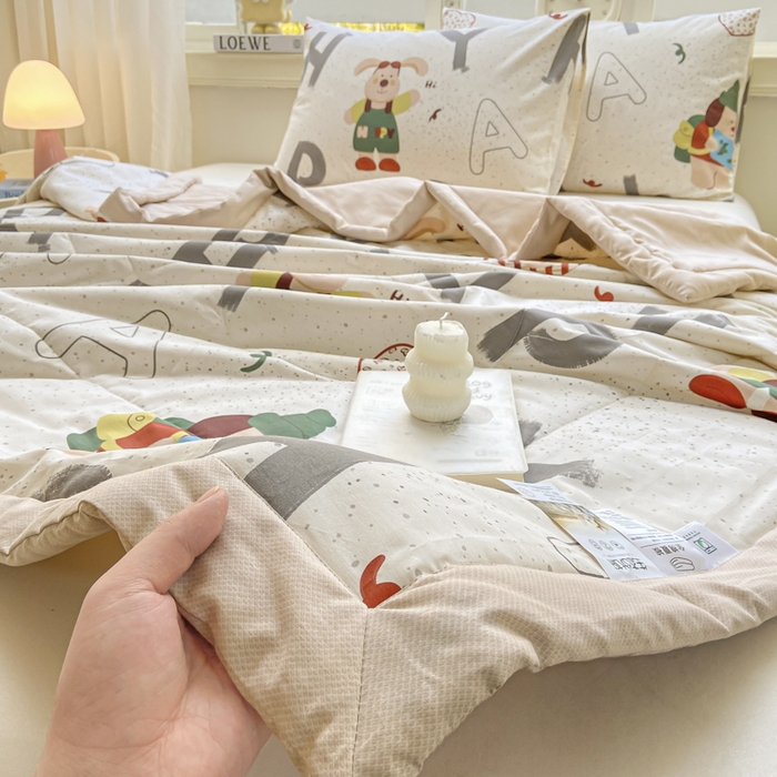 91家纺网 家纺一手货源 找家纺 憨豆家纺 2025新款双面全棉夏被可机洗小清新纯棉夏被薄被芯空调被子夏凉被 蒙奇奇-米