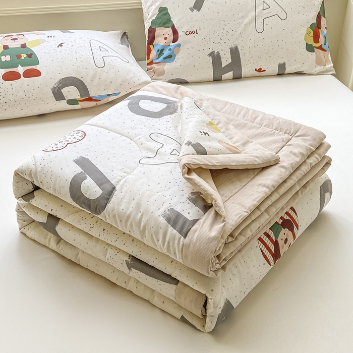 憨豆家纺 2025新款双面全棉夏被可机洗小清新纯棉夏被薄被芯空调被子夏凉被 蒙奇奇-米