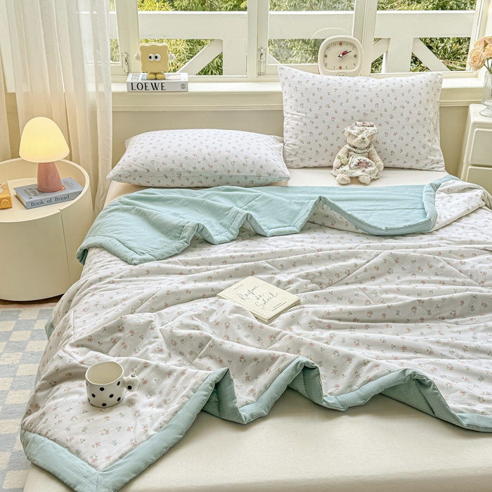 91家纺网 家纺一手货源 找家纺 憨豆家纺 2025新款双面全棉夏被可机洗小清新纯棉夏被薄被芯空调被子夏凉被 塞纳花园