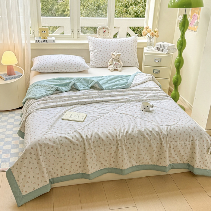 91家纺网 家纺一手货源 找家纺 憨豆家纺 2025新款双面全棉夏被可机洗小清新纯棉夏被薄被芯空调被子夏凉被 塞纳花园