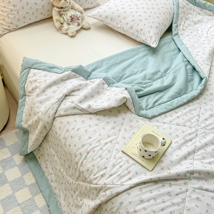 91家纺网 家纺一手货源 找家纺 憨豆家纺 2025新款双面全棉夏被可机洗小清新纯棉夏被薄被芯空调被子夏凉被 塞纳花园
