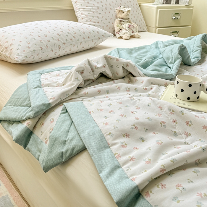 91家纺网 家纺一手货源 找家纺 憨豆家纺 2025新款双面全棉夏被可机洗小清新纯棉夏被薄被芯空调被子夏凉被 塞纳花园