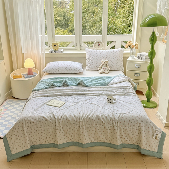 91家纺网 家纺一手货源 找家纺 憨豆家纺 2025新款双面全棉夏被可机洗小清新纯棉夏被薄被芯空调被子夏凉被 塞纳花园