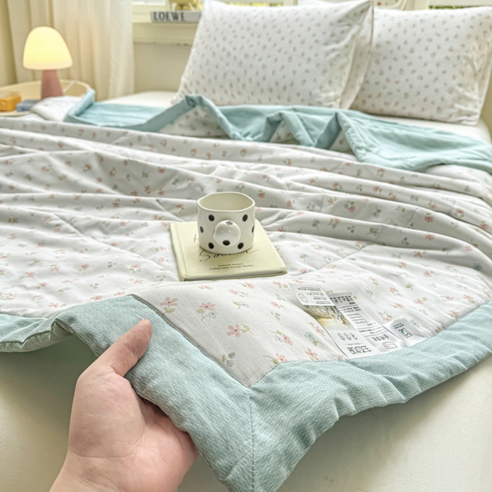 91家纺网 家纺一手货源 找家纺 憨豆家纺 2025新款双面全棉夏被可机洗小清新纯棉夏被薄被芯空调被子夏凉被 塞纳花园