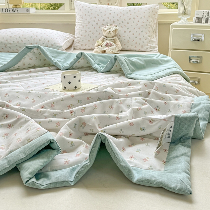 91家纺网 家纺一手货源 找家纺 憨豆家纺 2025新款双面全棉夏被可机洗小清新纯棉夏被薄被芯空调被子夏凉被 塞纳花园
