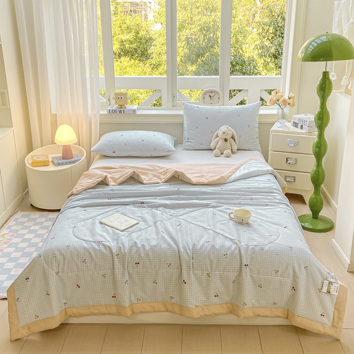 91家纺网 家纺一手货源 找家纺 憨豆家纺 2025新款双面全棉夏被可机洗小清新纯棉夏被薄被芯空调被子夏凉被 清甜蜜果