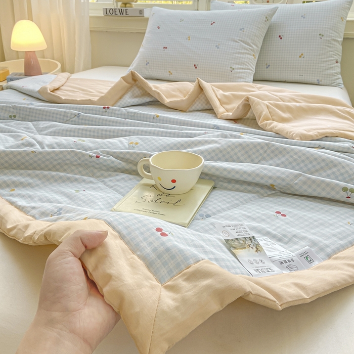 91家纺网 家纺一手货源 找家纺 憨豆家纺 2025新款双面全棉夏被可机洗小清新纯棉夏被薄被芯空调被子夏凉被 清甜蜜果