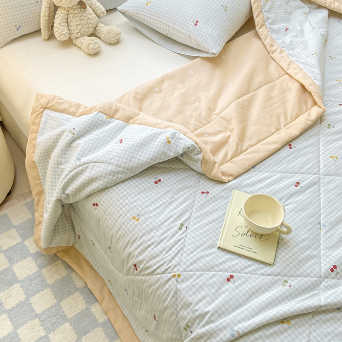 91家纺网 家纺一手货源 找家纺 憨豆家纺 2025新款双面全棉夏被可机洗小清新纯棉夏被薄被芯空调被子夏凉被 清甜蜜果