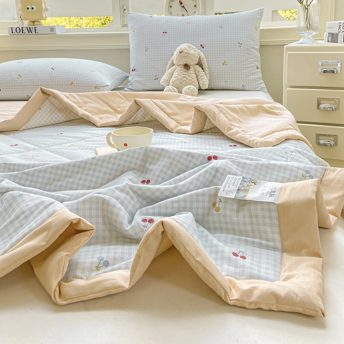 91家纺网 家纺一手货源 找家纺 憨豆家纺 2025新款双面全棉夏被可机洗小清新纯棉夏被薄被芯空调被子夏凉被 清甜蜜果