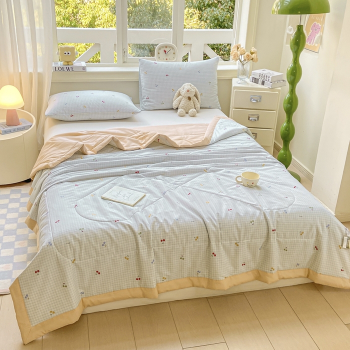 91家纺网 家纺一手货源 找家纺 憨豆家纺 2025新款双面全棉夏被可机洗小清新纯棉夏被薄被芯空调被子夏凉被 清甜蜜果