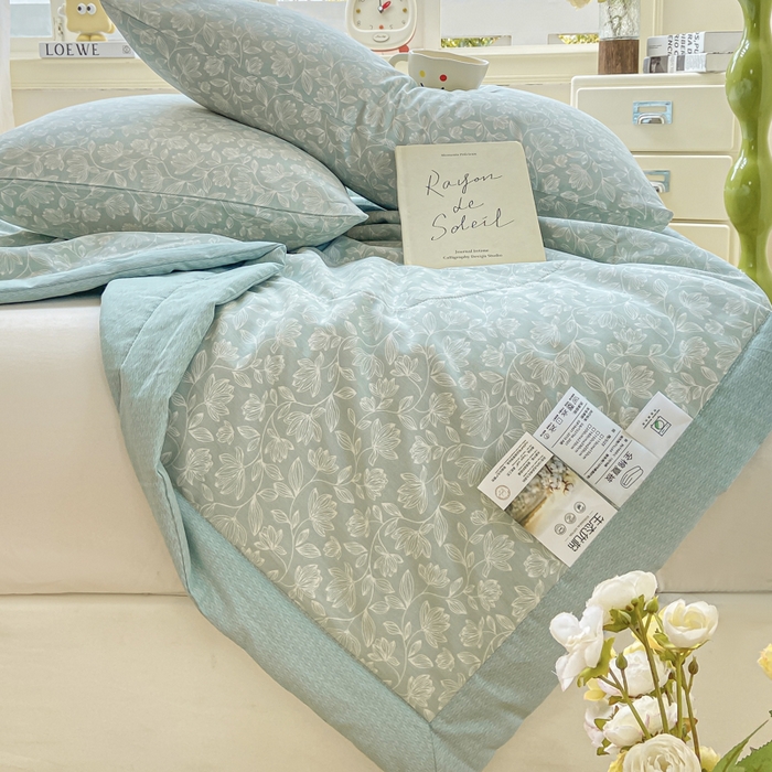 91家纺网 家纺一手货源 找家纺 憨豆家纺 2025新款双面全棉夏被可机洗小清新纯棉夏被薄被芯空调被子夏凉被 轻盈如羽