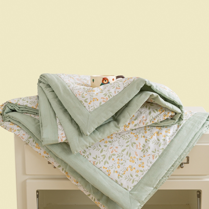 91家纺网 家纺一手货源 找家纺 憨豆家纺 2025新款双面全棉夏被可机洗小清新纯棉夏被薄被芯空调被子夏凉被 千野-绿