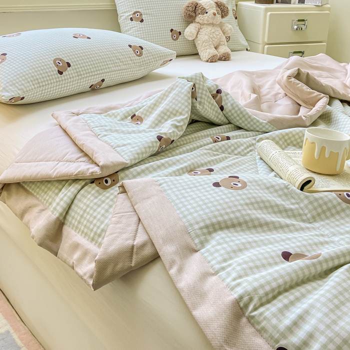 91家纺网 家纺一手货源 找家纺 憨豆家纺 2025新款双面全棉夏被可机洗小清新纯棉夏被薄被芯空调被子夏凉被 小浣熊