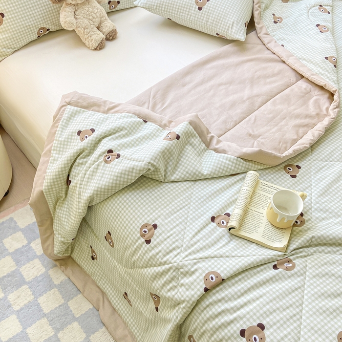 91家纺网 家纺一手货源 找家纺 憨豆家纺 2025新款双面全棉夏被可机洗小清新纯棉夏被薄被芯空调被子夏凉被 小浣熊