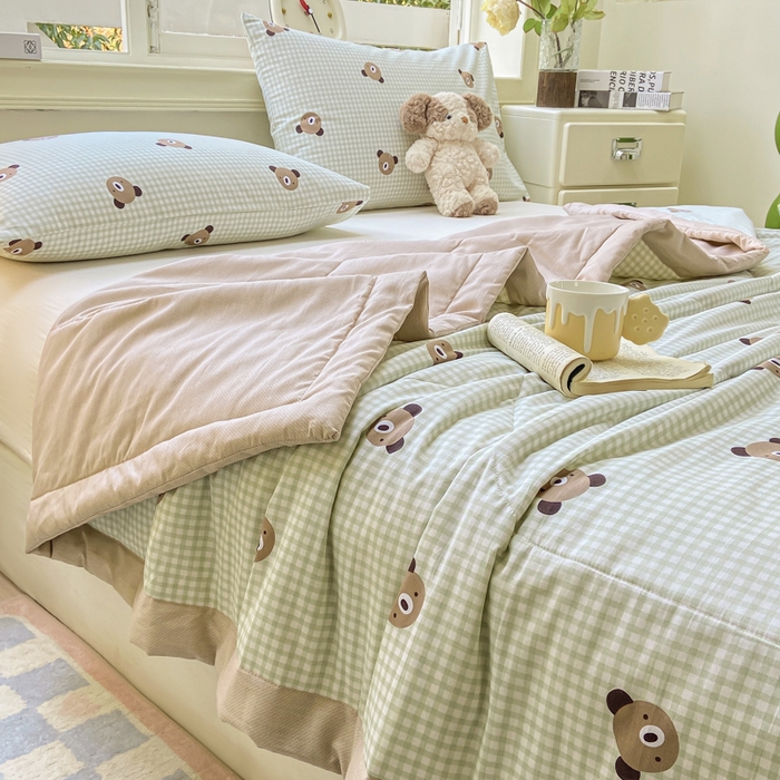 91家纺网 家纺一手货源 找家纺 憨豆家纺 2025新款双面全棉夏被可机洗小清新纯棉夏被薄被芯空调被子夏凉被 小浣熊