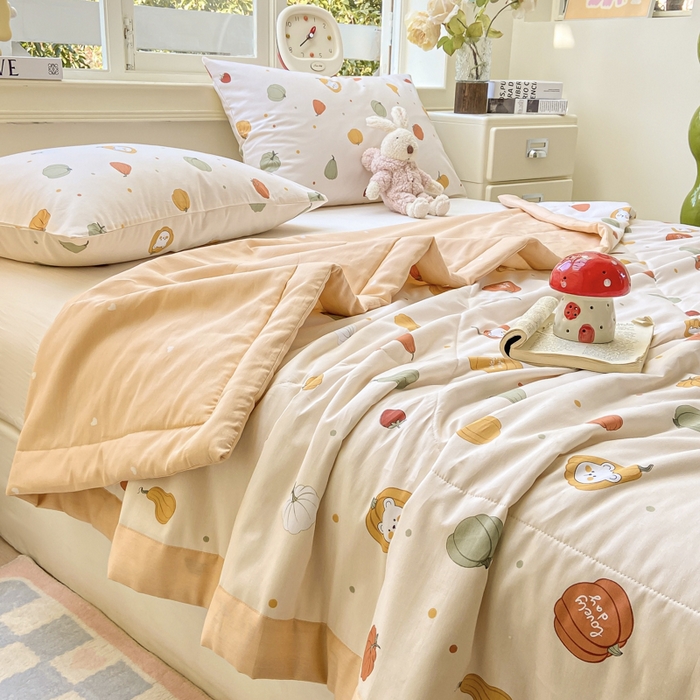 91家纺网 家纺一手货源 找家纺 憨豆家纺 2025新款双面全棉夏被可机洗小清新纯棉夏被薄被芯空调被子夏凉被 相思南国