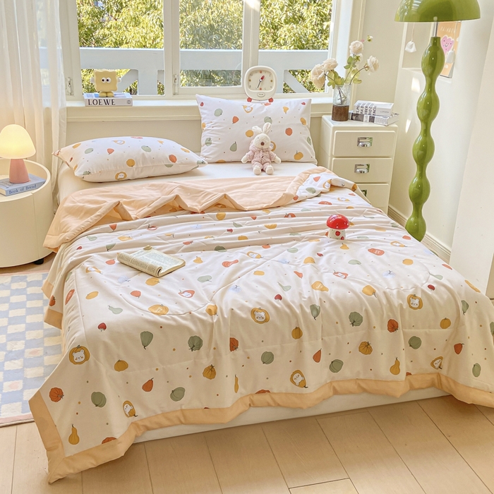 91家纺网 家纺一手货源 找家纺 憨豆家纺 2025新款双面全棉夏被可机洗小清新纯棉夏被薄被芯空调被子夏凉被 相思南国