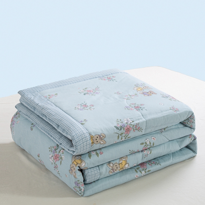 91家纺网 家纺一手货源 找家纺 憨豆家纺 2025新款双面全棉夏被可机洗小清新纯棉夏被薄被芯空调被子夏凉被 甜蜜约会