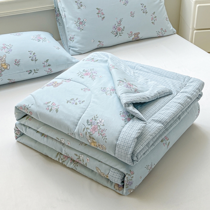 憨豆家纺 2025新款双面全棉夏被可机洗小清新纯棉夏被薄被芯空调被子夏凉被 甜蜜约会