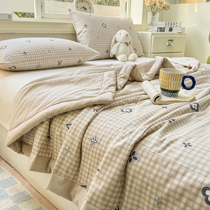 91家纺网 家纺一手货源 找家纺 憨豆家纺 2025新款双面全棉夏被可机洗小清新纯棉夏被薄被芯空调被子夏凉被 时光意境