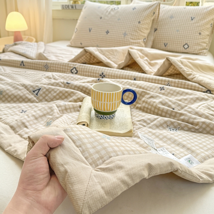 91家纺网 家纺一手货源 找家纺 憨豆家纺 2025新款双面全棉夏被可机洗小清新纯棉夏被薄被芯空调被子夏凉被 时光意境