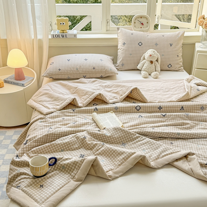 91家纺网 家纺一手货源 找家纺 憨豆家纺 2025新款双面全棉夏被可机洗小清新纯棉夏被薄被芯空调被子夏凉被 时光意境