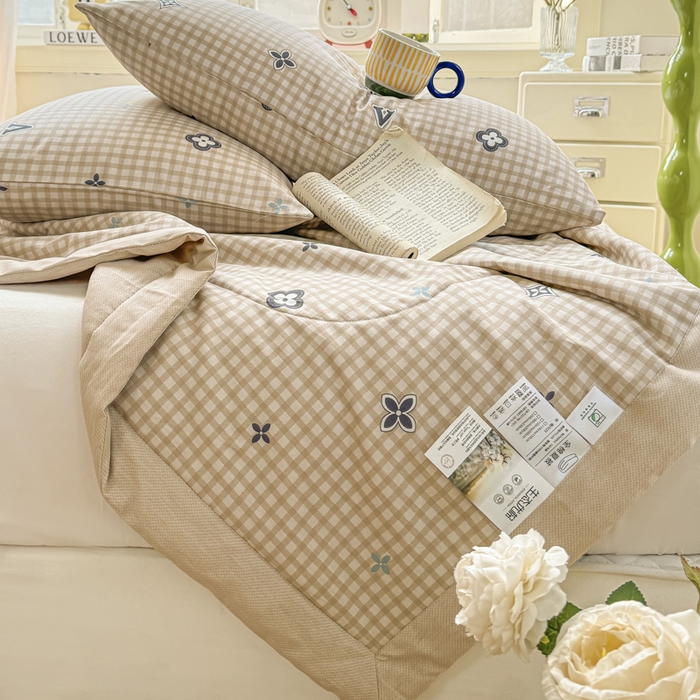 91家纺网 家纺一手货源 找家纺 憨豆家纺 2025新款双面全棉夏被可机洗小清新纯棉夏被薄被芯空调被子夏凉被 时光意境