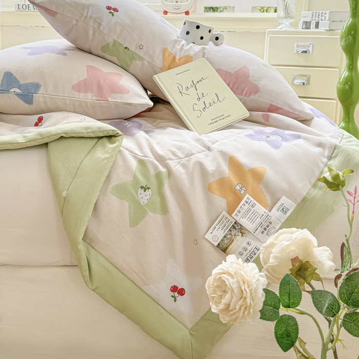 91家纺网 家纺一手货源 找家纺 憨豆家纺 2025新款双面全棉夏被可机洗小清新纯棉夏被薄被芯空调被子夏凉被 星愿兔