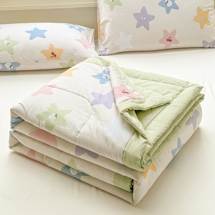 91家纺网 家纺一手货源 找家纺 憨豆家纺 2025新款双面全棉夏被可机洗小清新纯棉夏被薄被芯空调被子夏凉被 星愿兔