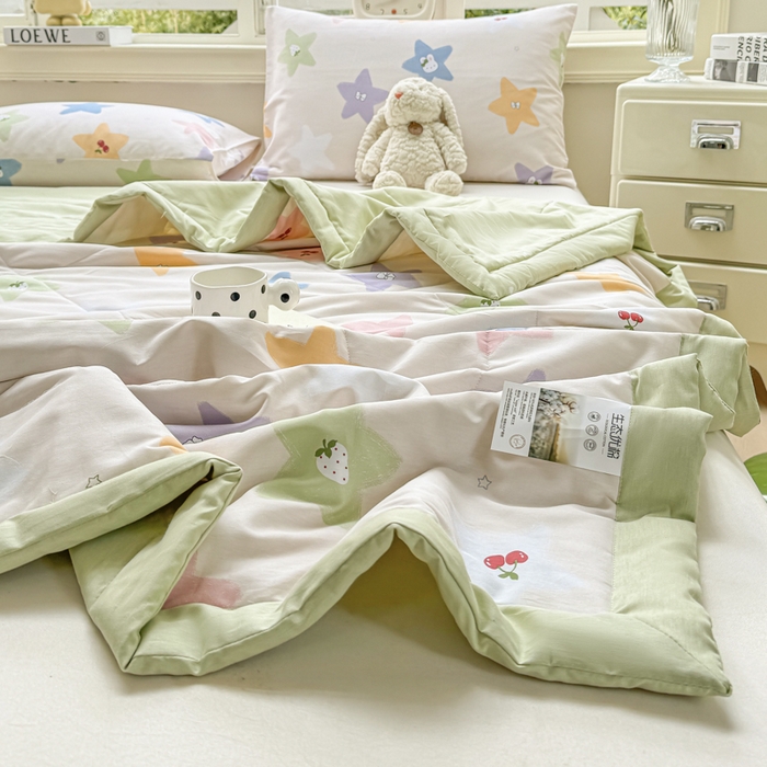 91家纺网 家纺一手货源 找家纺 憨豆家纺 2025新款双面全棉夏被可机洗小清新纯棉夏被薄被芯空调被子夏凉被 星愿兔