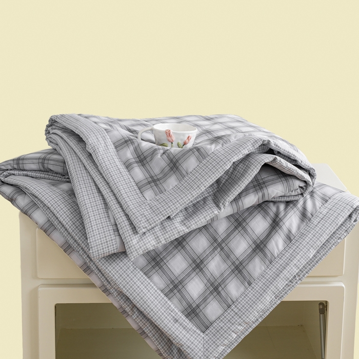 91家纺网 家纺一手货源 找家纺 憨豆家纺 2025新款双面全棉夏被可机洗小清新纯棉夏被薄被芯空调被子夏凉被 雅格-灰