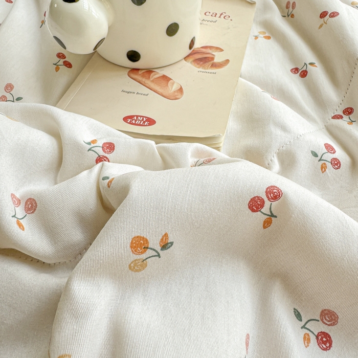 91家纺网 家纺一手货源 找家纺 憨豆家纺 2025新款双面全棉夏被可机洗小清新纯棉夏被薄被芯空调被子夏凉被 樱桃小果
