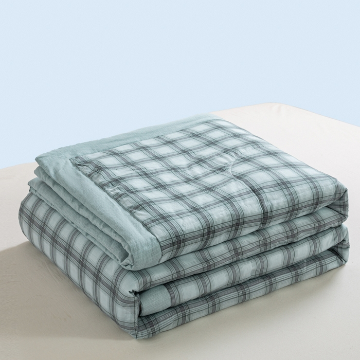 91家纺网 家纺一手货源 找家纺 憨豆家纺 2025新款双面全棉夏被可机洗小清新纯棉夏被薄被芯空调被子夏凉被 雅格-绿