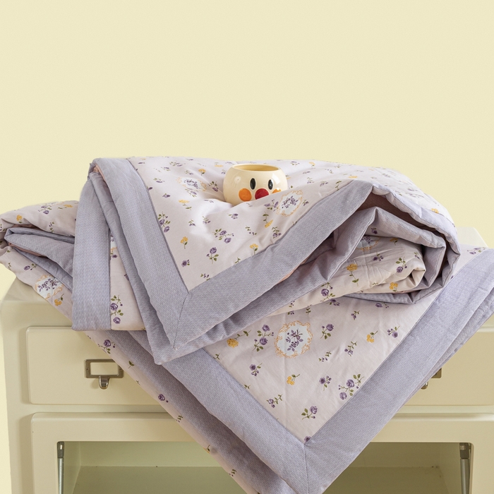 91家纺网 家纺一手货源 找家纺 憨豆家纺 2025新款双面全棉夏被可机洗小清新纯棉夏被薄被芯空调被子夏凉被 紫藤花语