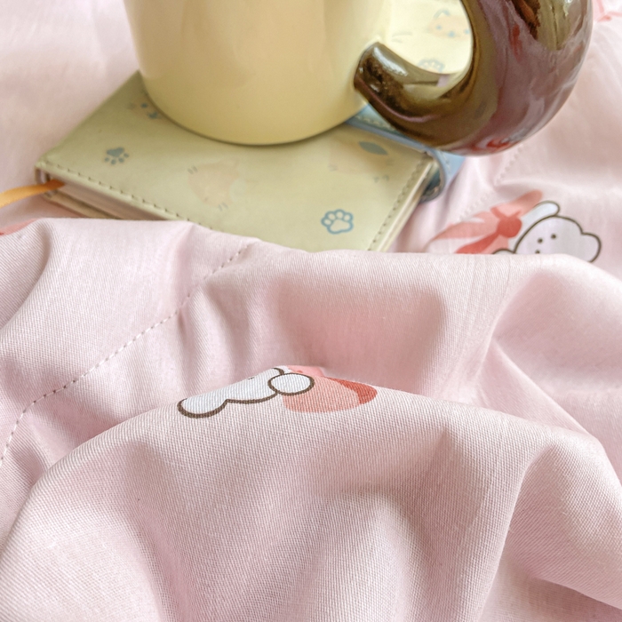 91家纺网 家纺一手货源 找家纺 憨豆家纺 2025新款双面全棉夏被可机洗小清新纯棉夏被薄被芯空调被子夏凉被 元气小熊