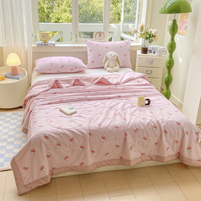 91家纺网 家纺一手货源 找家纺 憨豆家纺 2025新款双面全棉夏被可机洗小清新纯棉夏被薄被芯空调被子夏凉被 元气小熊