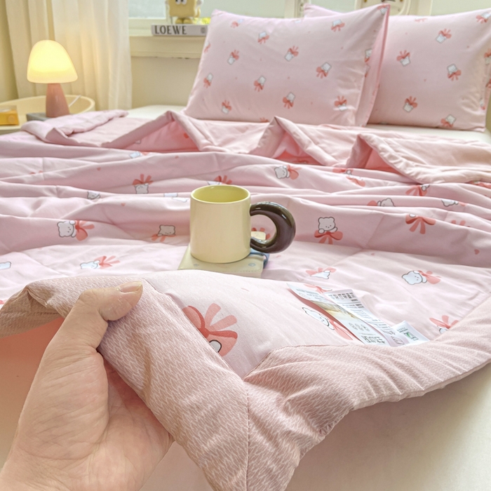 91家纺网 家纺一手货源 找家纺 憨豆家纺 2025新款双面全棉夏被可机洗小清新纯棉夏被薄被芯空调被子夏凉被 元气小熊