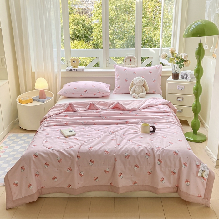 91家纺网 家纺一手货源 找家纺 憨豆家纺 2025新款双面全棉夏被可机洗小清新纯棉夏被薄被芯空调被子夏凉被 元气小熊