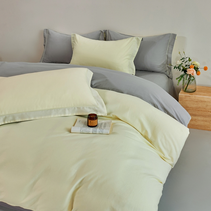 91家纺网 家纺一手货源 找家纺 沃尔居 2025新款全棉磨毛四件套正宗加厚长绒棉贡缎100%纯棉四件套（含买家秀）-莫兰迪 莫兰迪-奶昔黄拼高级灰