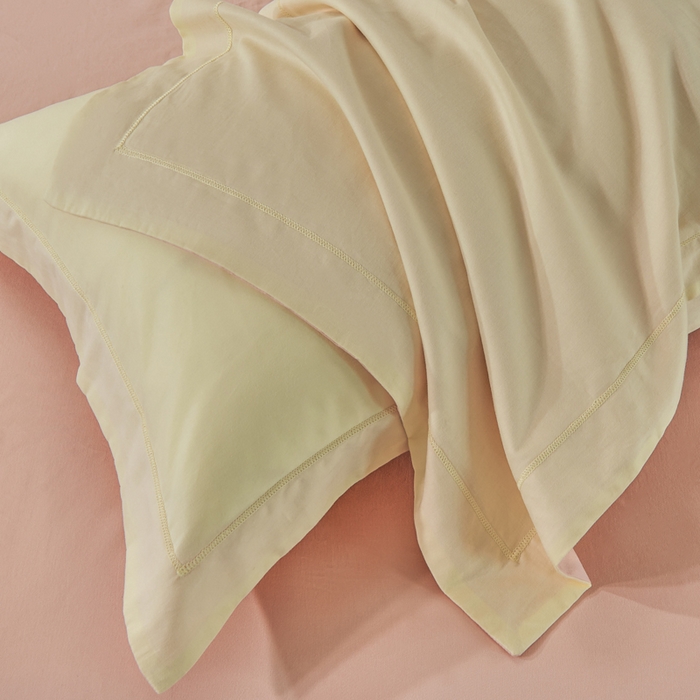 91家纺网 家纺一手货源 找家纺 沃尔居 2025新款全棉磨毛四件套正宗加厚长绒棉贡缎100%纯棉四件套（含买家秀）-莫兰迪 莫兰迪-奶昔黄拼蔷薇粉