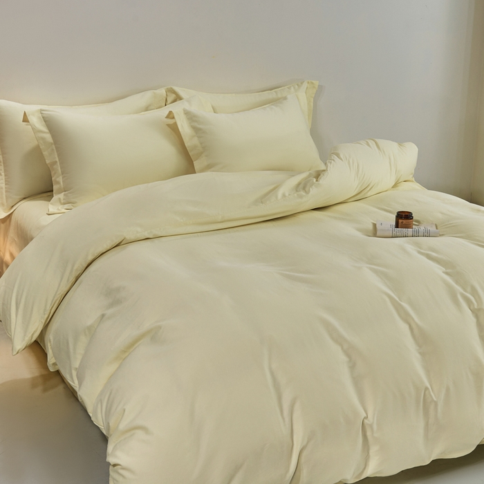 91家纺网 家纺一手货源 找家纺 沃尔居 2025新款全棉磨毛四件套正宗加厚长绒棉贡缎100%纯棉四件套（含买家秀）-莫兰迪 莫兰迪-奶昔黄