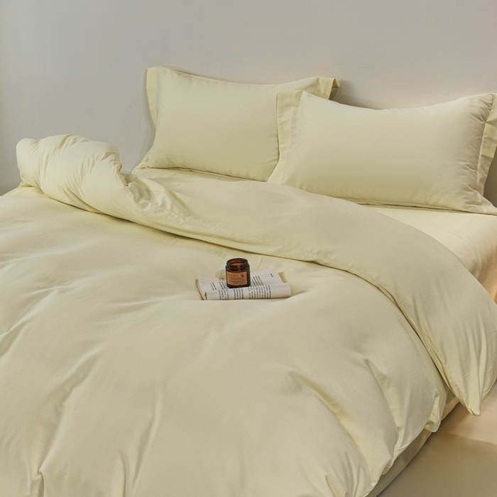91家纺网 家纺一手货源 找家纺 沃尔居 2025新款全棉磨毛四件套正宗加厚长绒棉贡缎100%纯棉四件套（含买家秀）-莫兰迪 莫兰迪-奶昔黄
