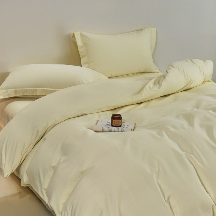 91家纺网 家纺一手货源 找家纺 沃尔居 2025新款全棉磨毛四件套正宗加厚长绒棉贡缎100%纯棉四件套（含买家秀）-莫兰迪 莫兰迪-奶昔黄